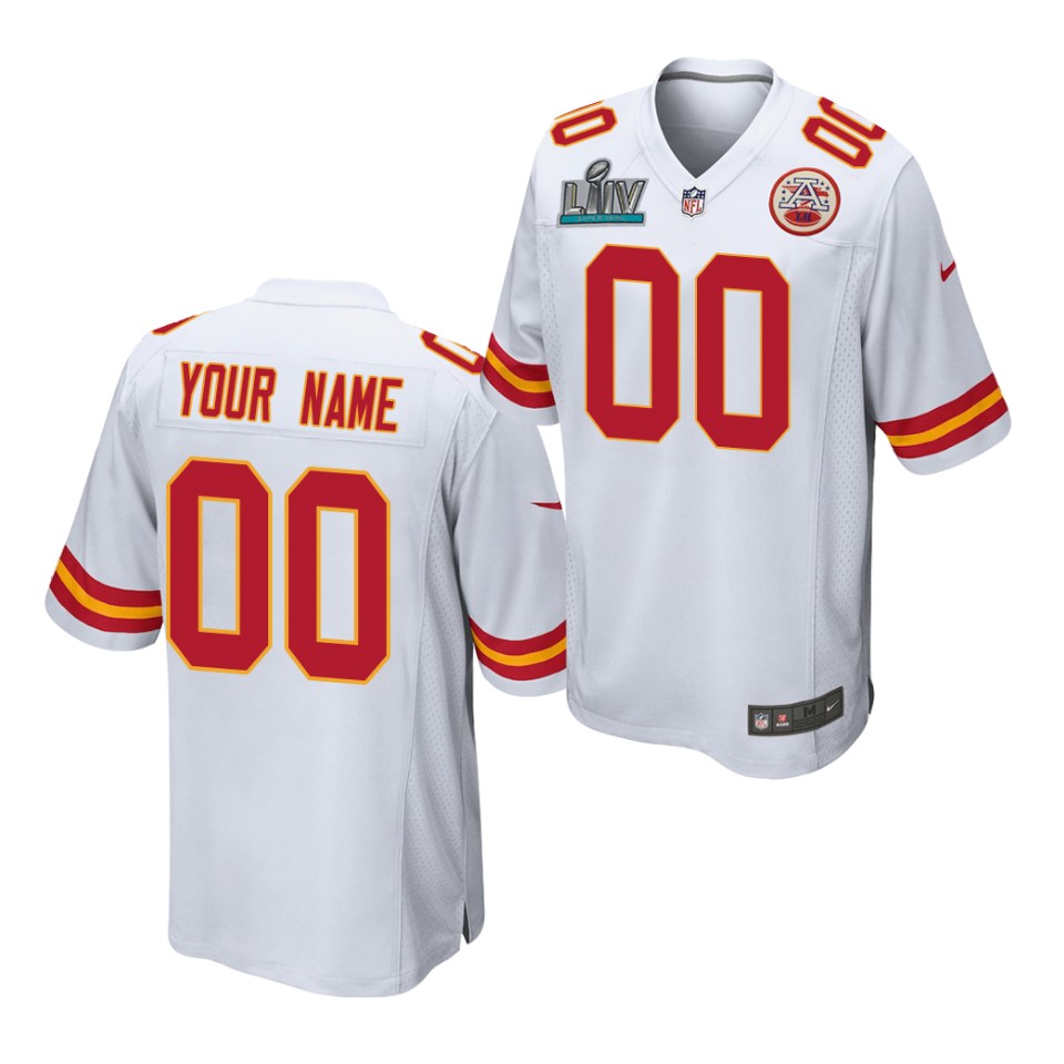 Kansas City Chiefs Custom White Super Bowl LIIV Game Jersey jerseys2021