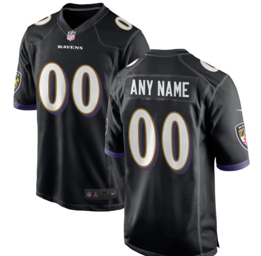 Men's Baltimore Ravens Black Customized Game Jersey