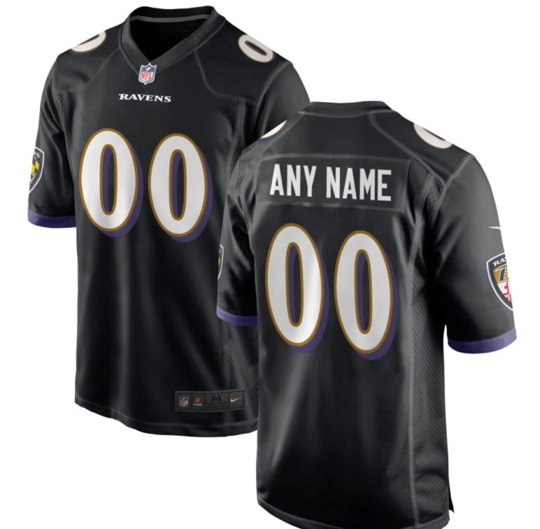 Baltimore Ravens Black Customized Game Jersey - jerseys2021