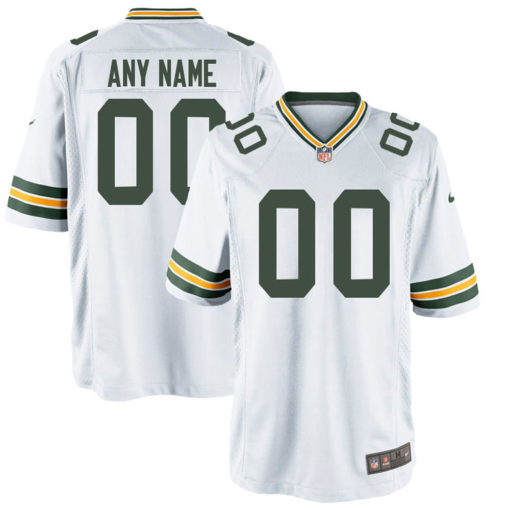 Men's Green Bay Packers White Customized Game Jersey
