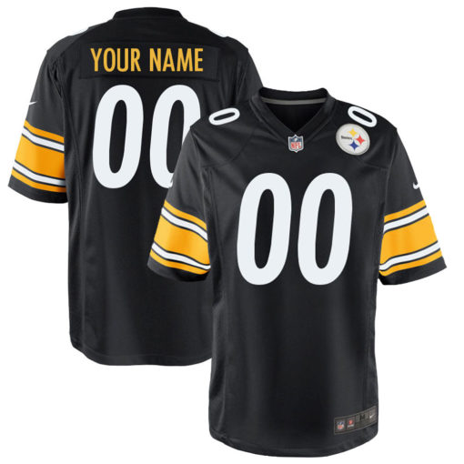 Men's Pittsburgh Steelers Black Customized Game Jersey
