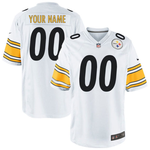 Men's Pittsburgh Steelers White Customized Game Jersey