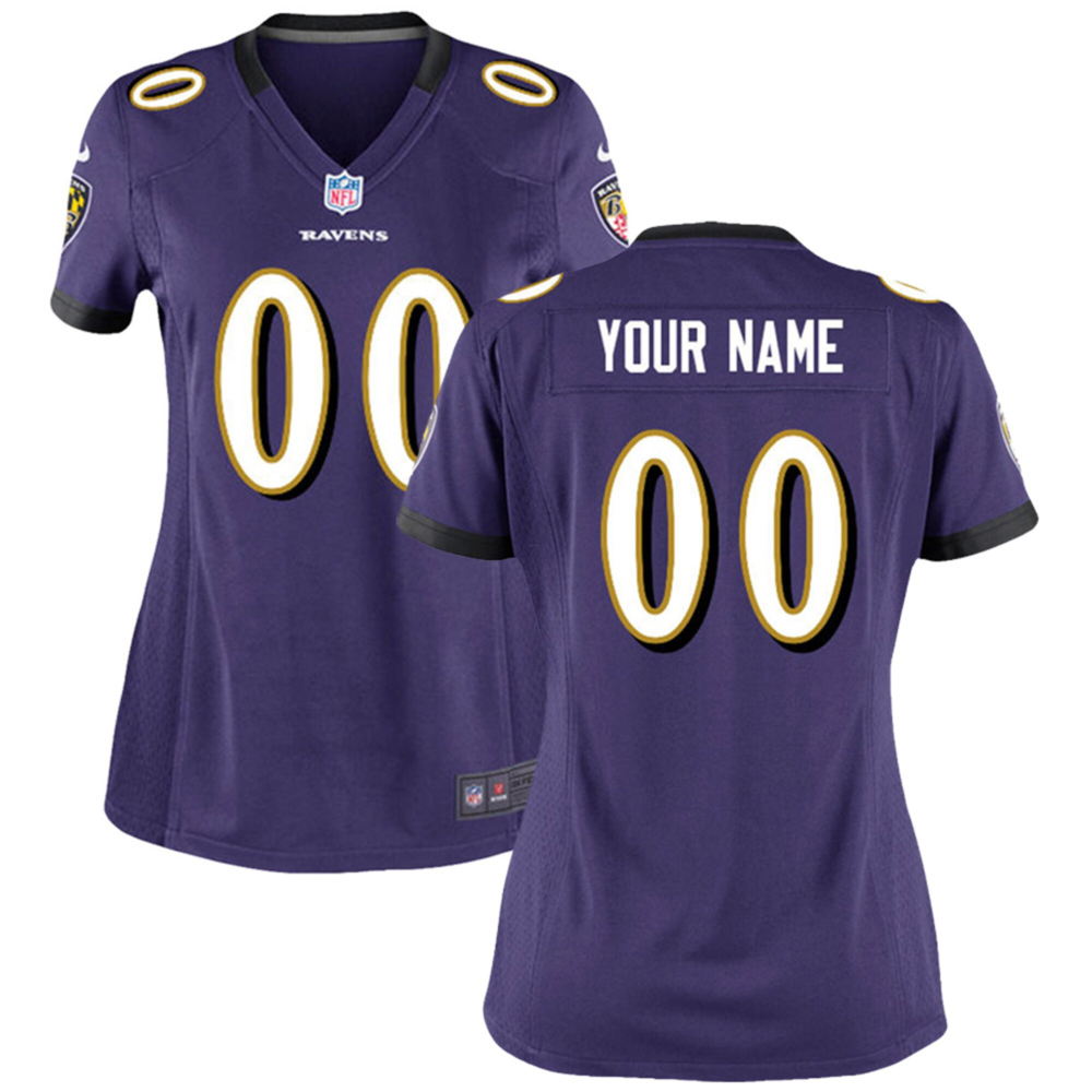 Women's Baltimore Ravens Purple Custom Game Jersey - jerseys2021