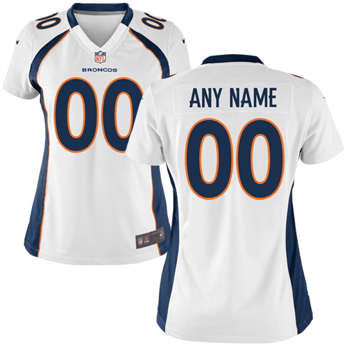 Women's Denver Broncos White Customized Game Jersey