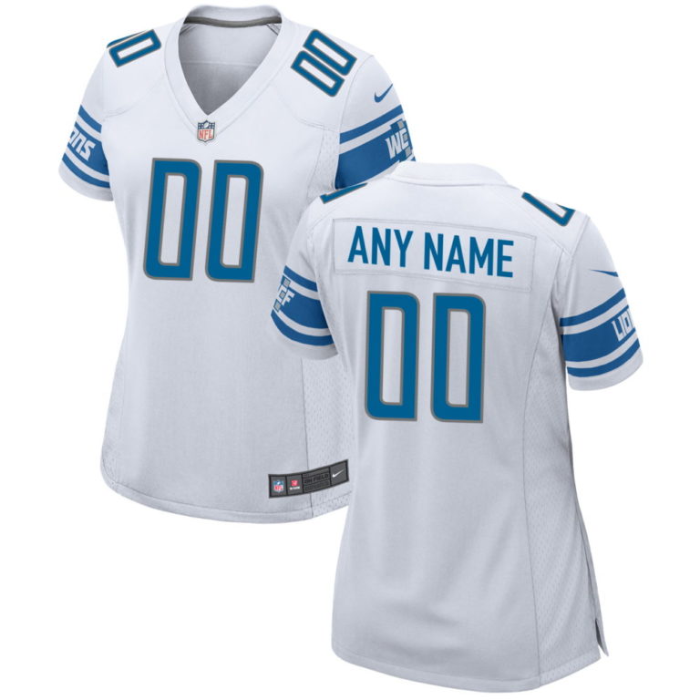 Women's Detroit Lions White Custom Team Color Game Jersey jerseys2021