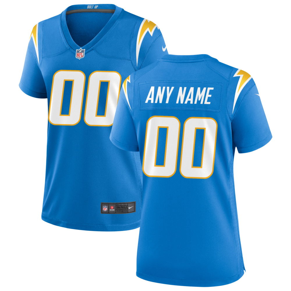 Women's Los Angeles Chargers Blue Alternate Custom Game Jersey ...