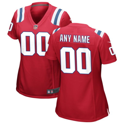 Womne's New England Patriots Red Custom Game Jersey