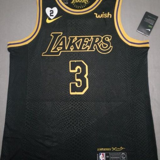 Davis #3 Lakers city edition Black jersey with Love path 1
