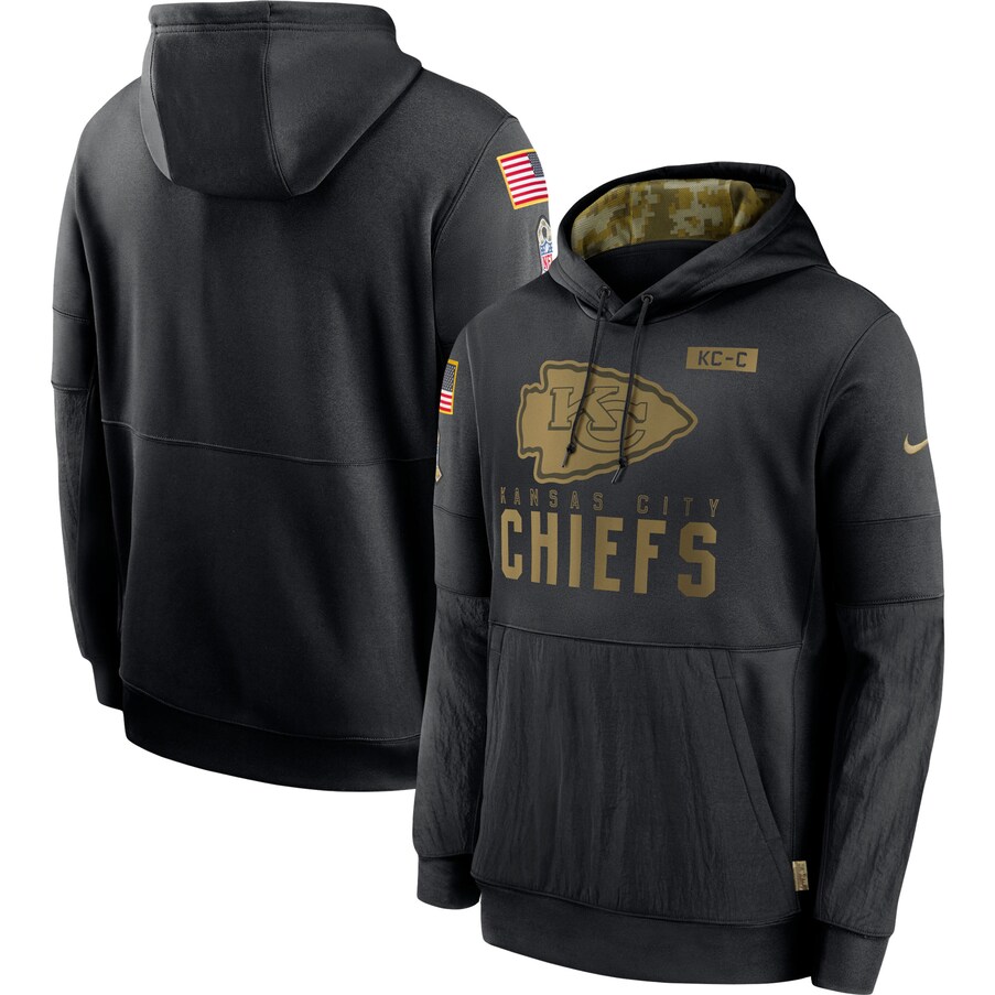 Men's Kansas City Chiefs  Black 2020 Salute to Service Sideline Performance Pullover Hoodie