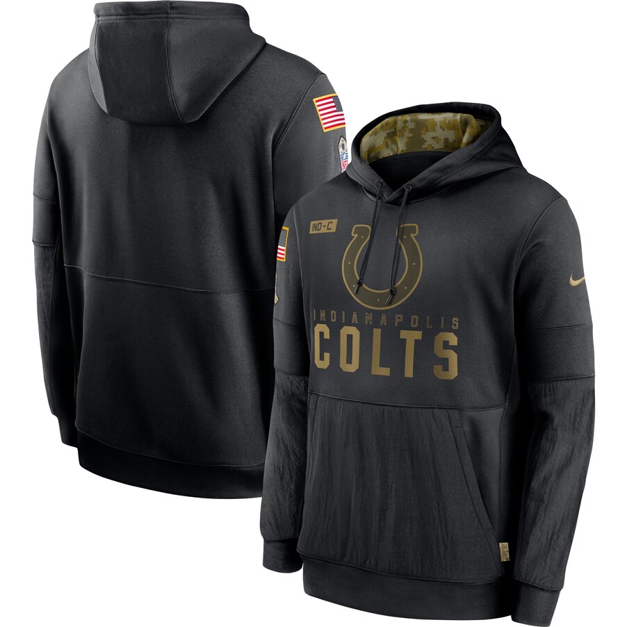 Men's Indianapolis Colts Black 2020 Salute to Service Sideline Performance Pullover Hoodie