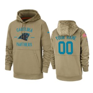 Carolina Panthers Custom Tan 2019 Salute to Service Sideline Therma Pullover Hoodie