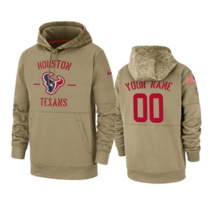 Houston Texans Custom Tan 2019 Salute to Service Sideline Therma Pullover Hoodie