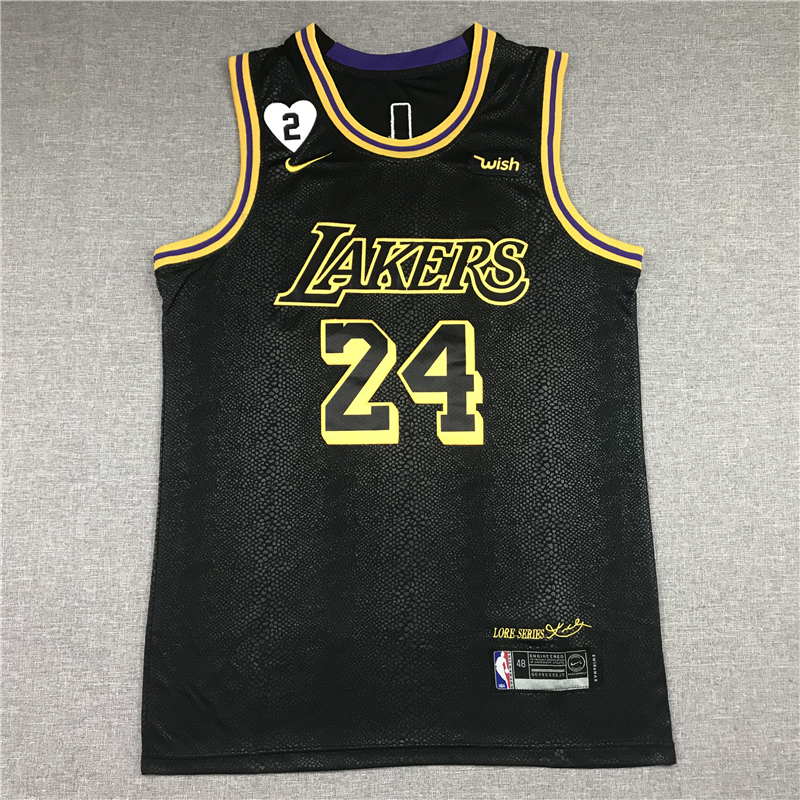 Kobe Bryant #24 Los Angeles Lakers City Edition Black Jersey With Love Path