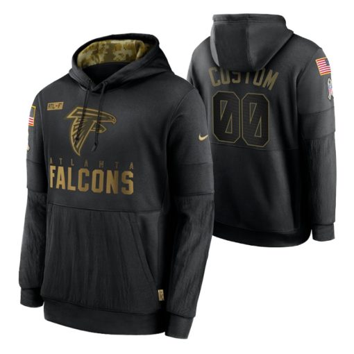 Atlanta Falcons Custom Black 2020 Salute To Service Sideline Performance Pullover Hoodie