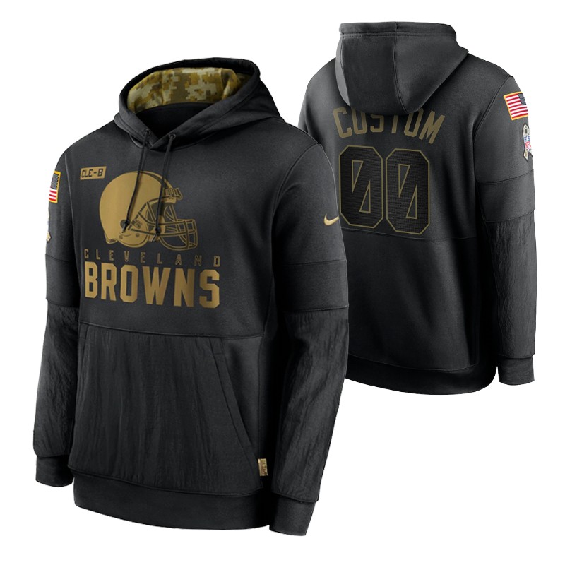 Cleveland Browns Custom Black 2020 Salute To Service Sideline Performance Pullover Hoodie