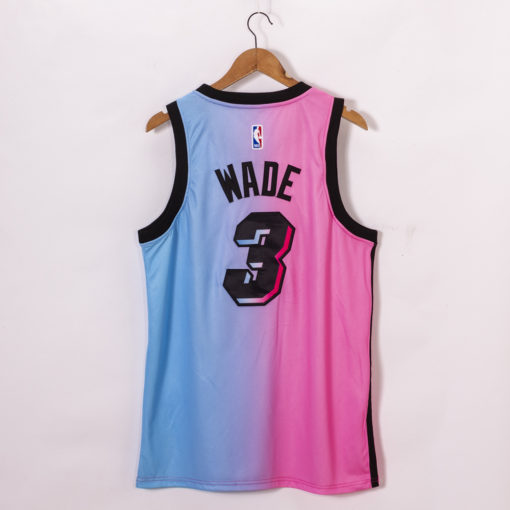 Dwyane Wade Miami Heat 2020-21 Blue Pink Rainbow City Jersey back