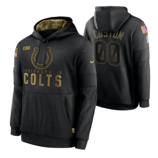 Indianapolis Colts Custom Black 2020 Salute To Service Sideline Performance Pullover Hoodie