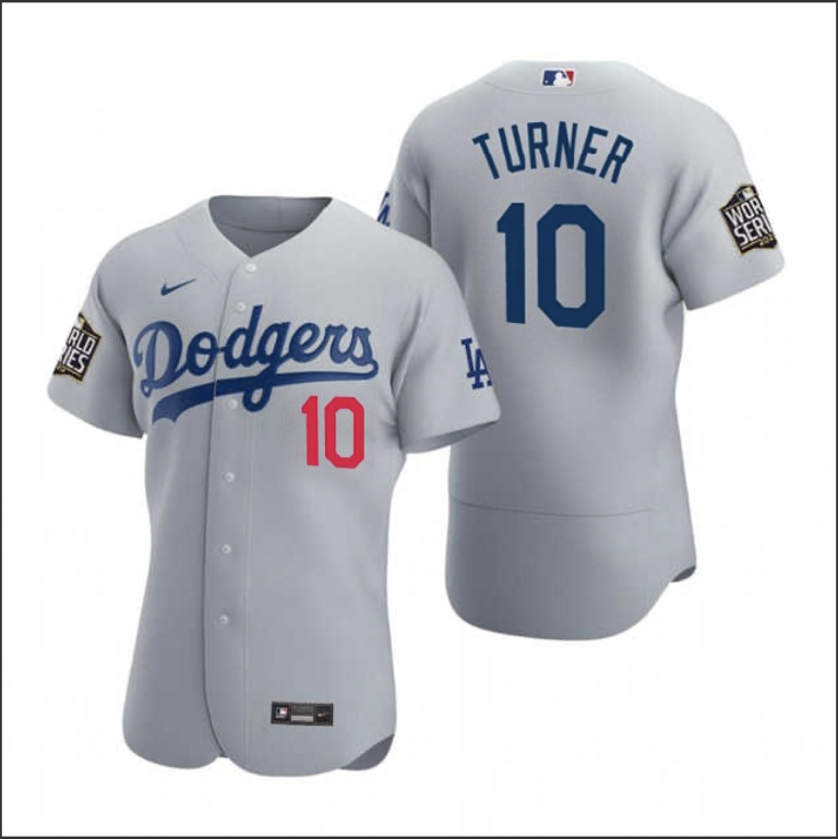 Justin Turner #10 Los Angeles Dodgers Gray 2020 World Series Jersey