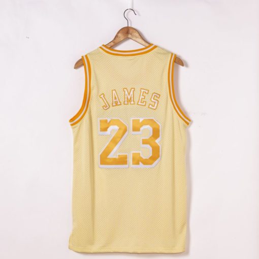 LeBron James Los Angeles Lakers Hardwood Classics Golden Edition Jersey back
