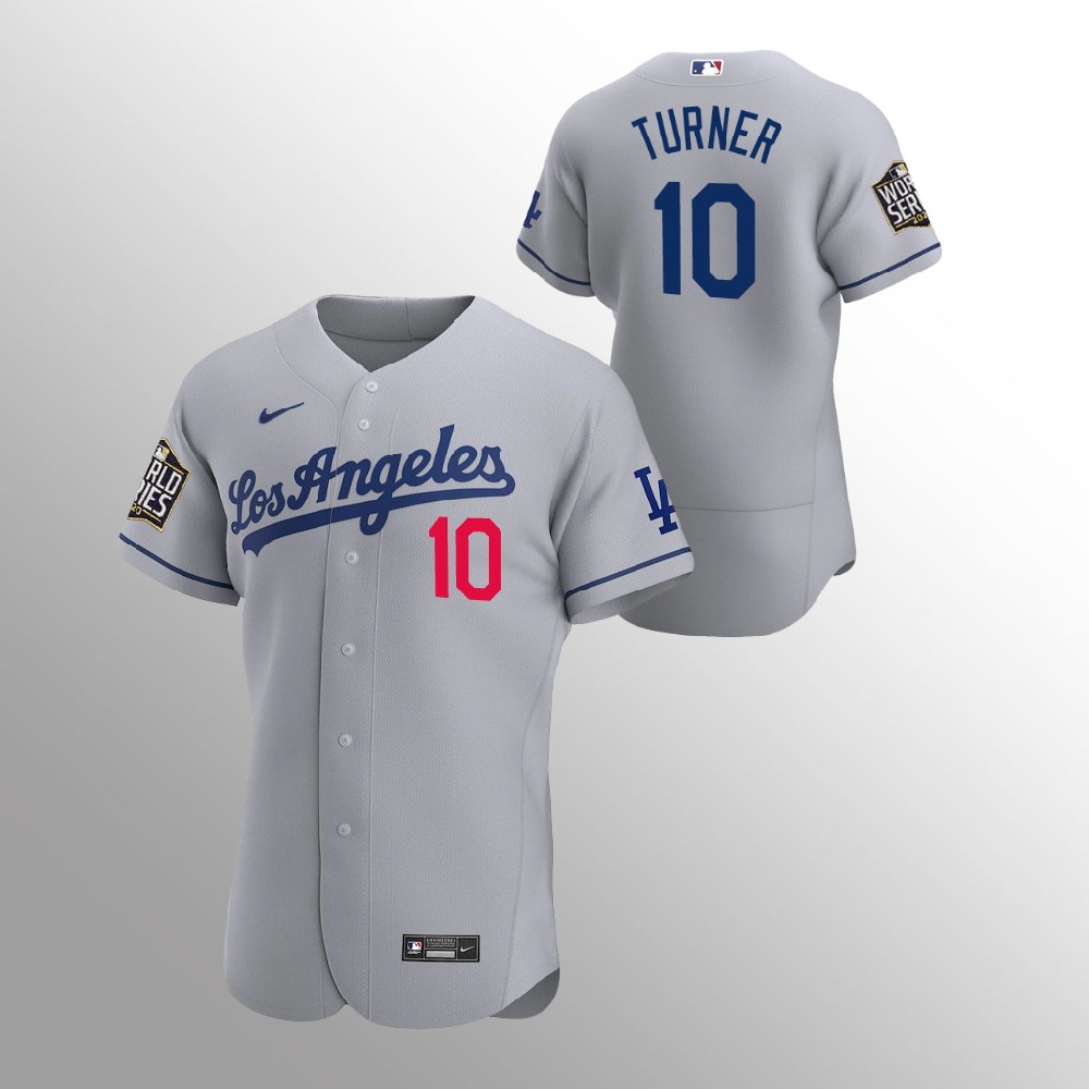 Justin Turner #10 Los Angeles Dodgers Gray 2020 World Series Path Jersey