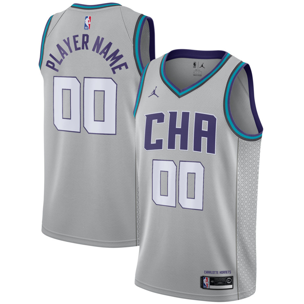 Charlotte Hornets 2021 Gray City Edition Swingman Custom Jersey