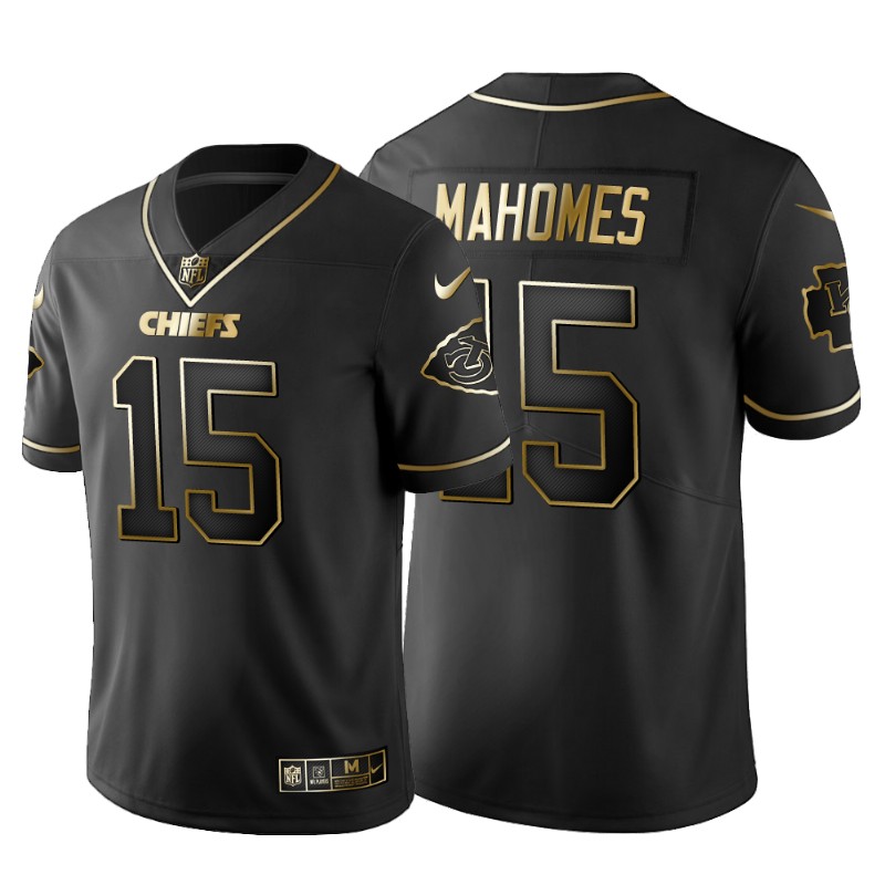 Patrick Mahomes #15 Kansas City Chiefs Black Golden Edition Jersey