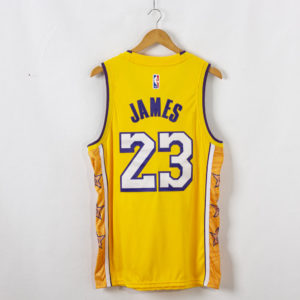 LeBron James Los Angeles Lakers 2019-20 City Edition Swingman Gold Jersey back