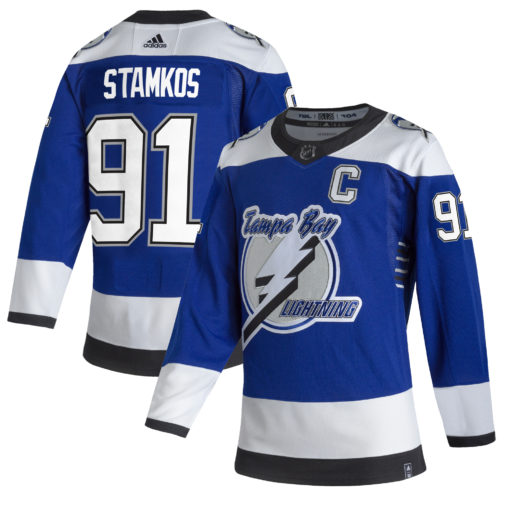 Men's Tampa Bay Lightning Steven Stamkos adidas Blue 202021 Reverse Retro Player Jersey