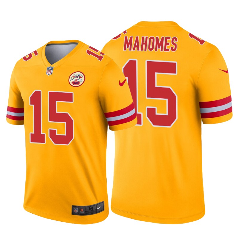 Patrick Mahomes #15 Kansas City Chiefs Gold Jersey Inverted Legend