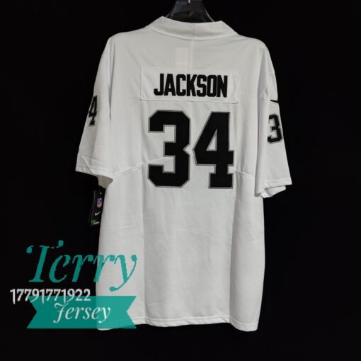Bo Jackson Oakland Raiders Retired Player Game Jersey – White - back