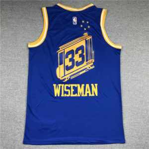 James Wiseman #33 Golden State Warriors 2021 Blue Hardwood Classic Jersey back