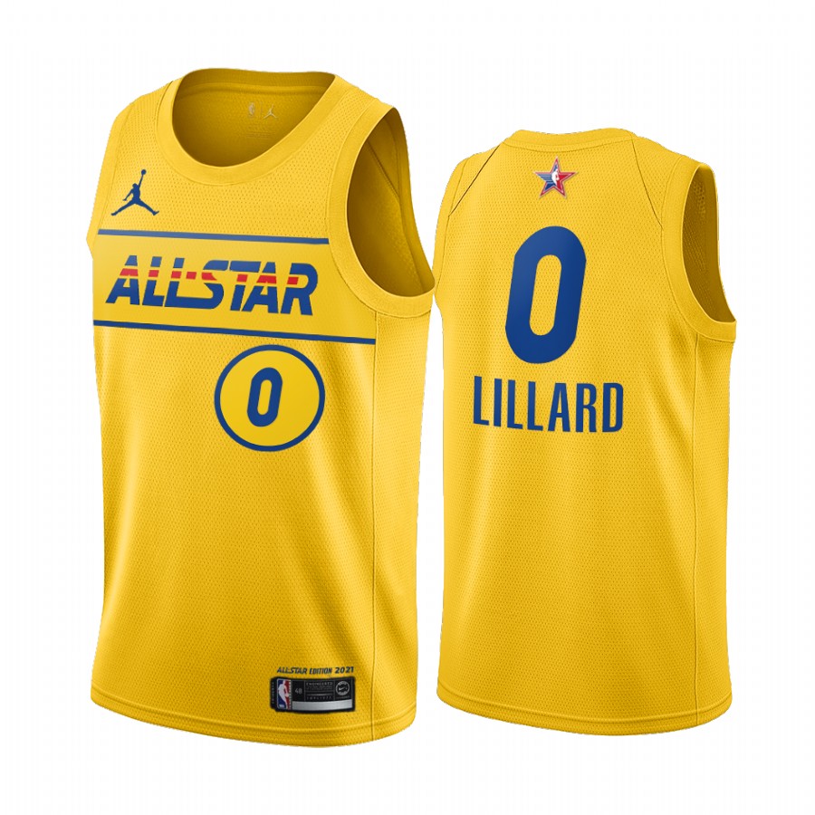 Damian Lillard #0 Blazers NBA 2021 All-Star Gold Western Conference Jersey