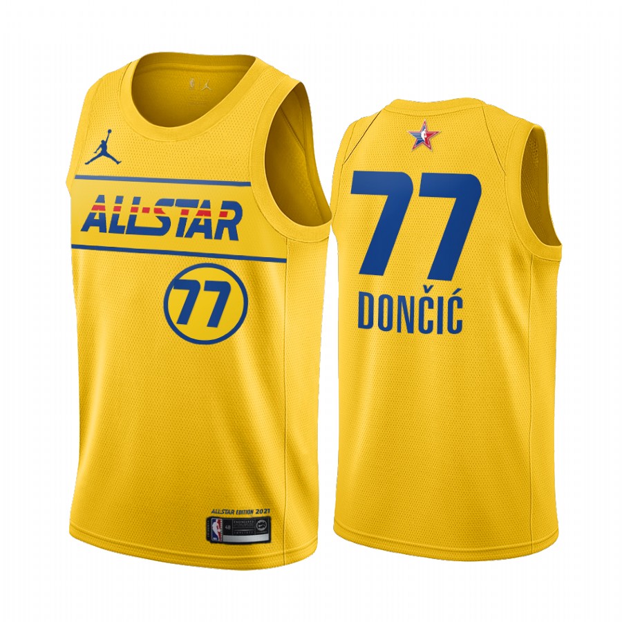 Luka Doncic #77 Mavericks NBA 2021 All-Star Game Gold Western Conference Jersey