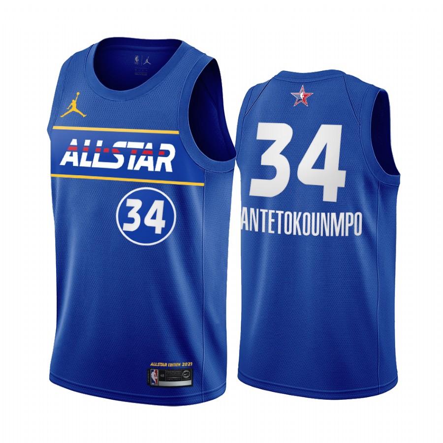 Giannis Antetokounmpo #34 Bucks NBA 2021 All-Star Game Jersey Blue Eastern Conference