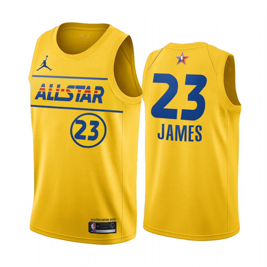 Lebron James #23 Lakers NBA 2021 All-Star Game Gold Western Conference Jersey