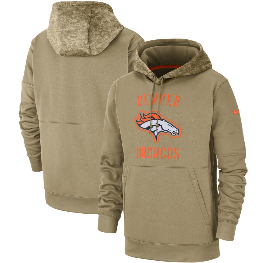 Men's Denver Broncos  Tan 2019 Salute to Service Sideline Therma Pullover Hoodie