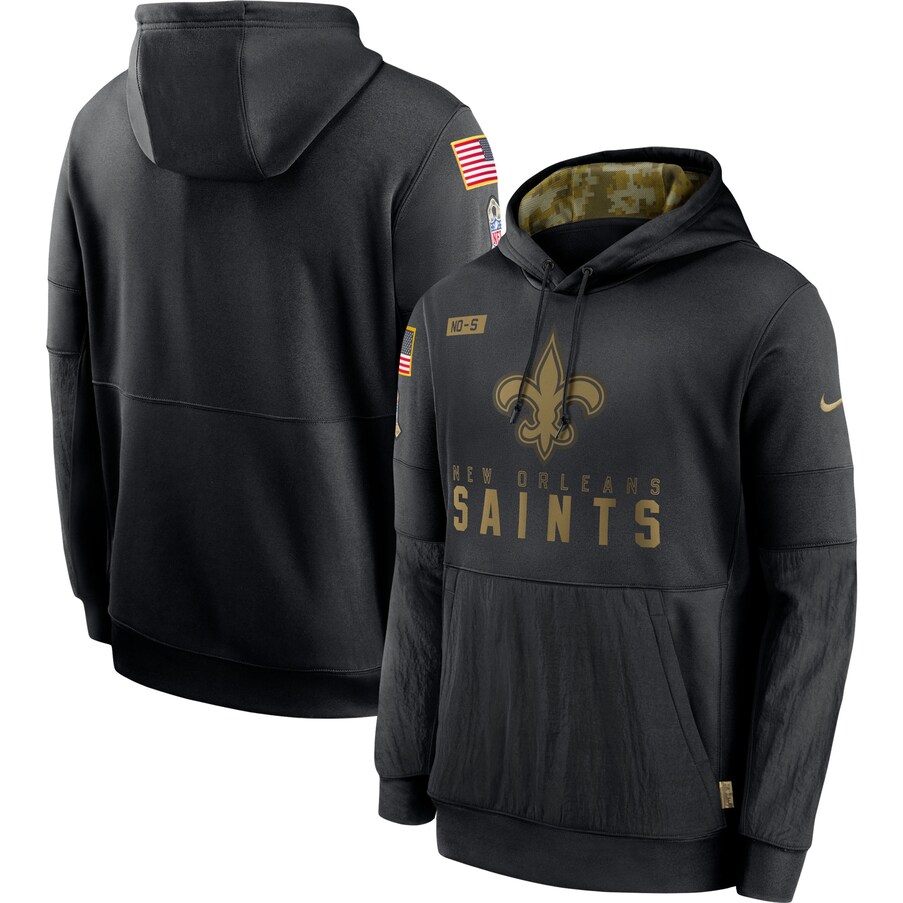 Men's New Orleans Saints  Black 2020 Salute to Service Sideline Performance Pullover Hoodie
