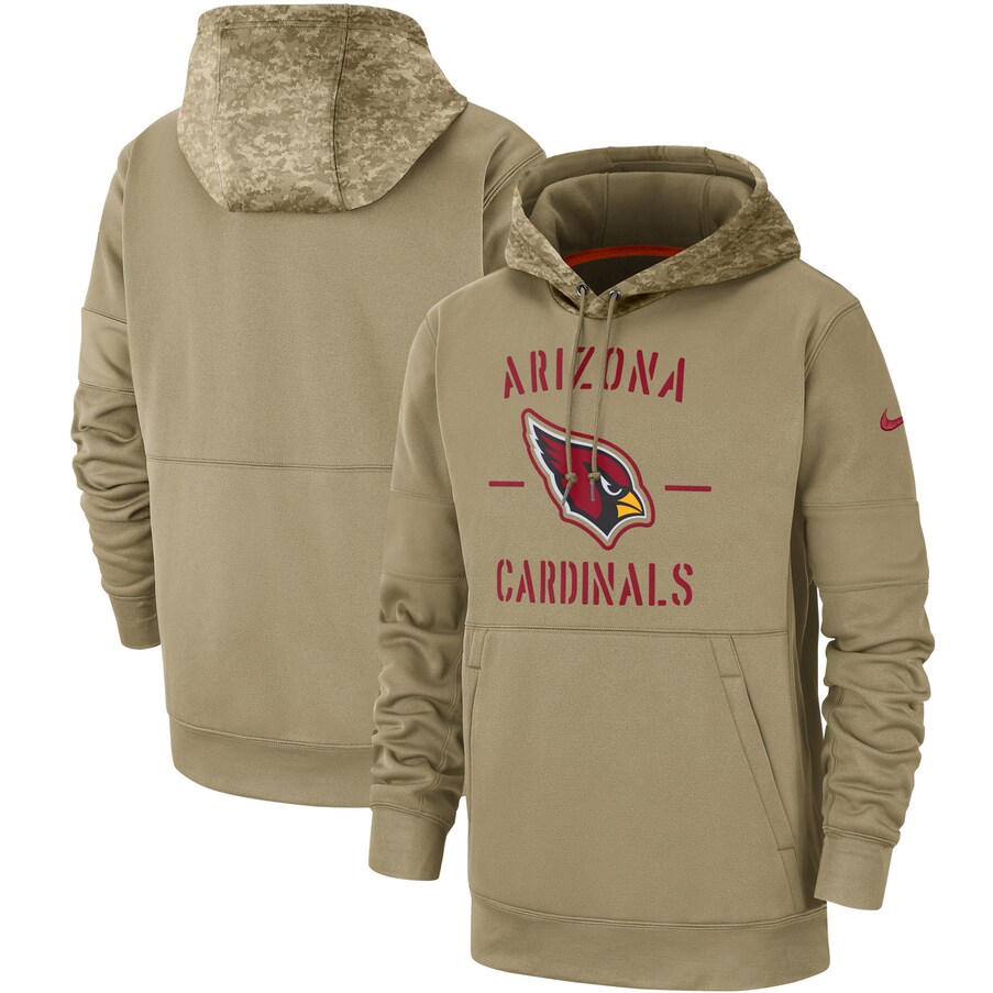 Men's Arizona Cardinals  Tan 2019 Salute to Service Sideline Therma Pullover Hoodie