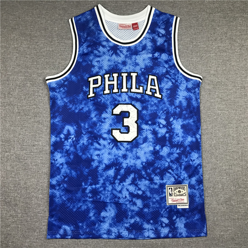Allen Iverson 3 Philadelphia 76ers 1990-91 Galaxy Swingman Blue Jersey
