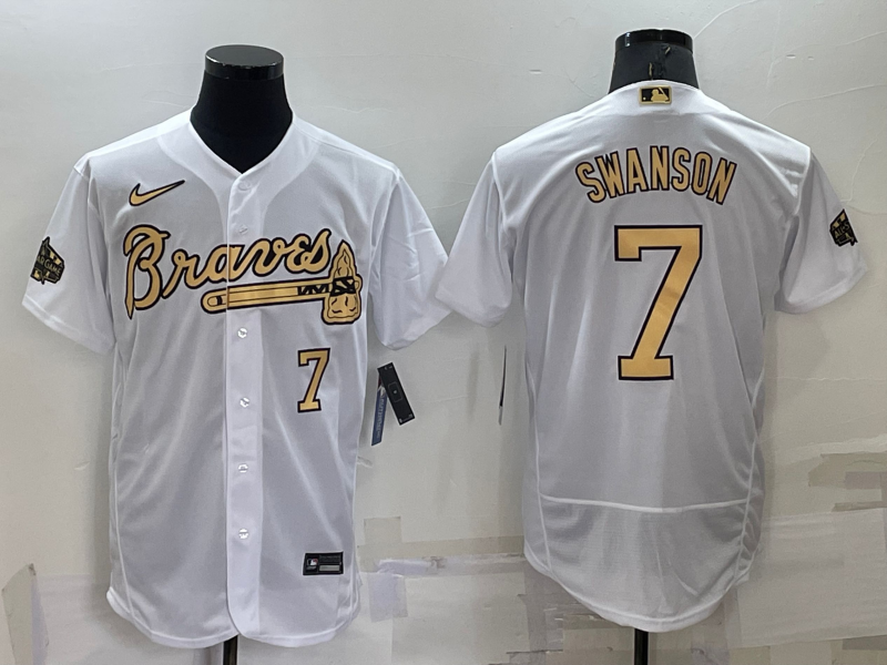 Atlanta Braves #7 Dansby Swanson White 2022 All-Star Game Player Flex Base Jersey