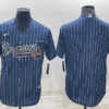 Atlanta Braves Navy Blue Pinstripe Team Jersey