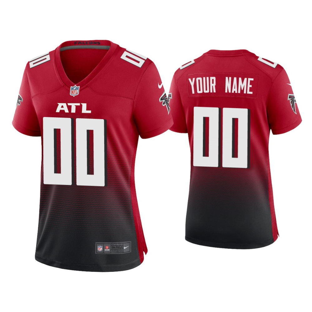 Women's Atlanta Falcons Red Custom Jersey Throwback Game 2020