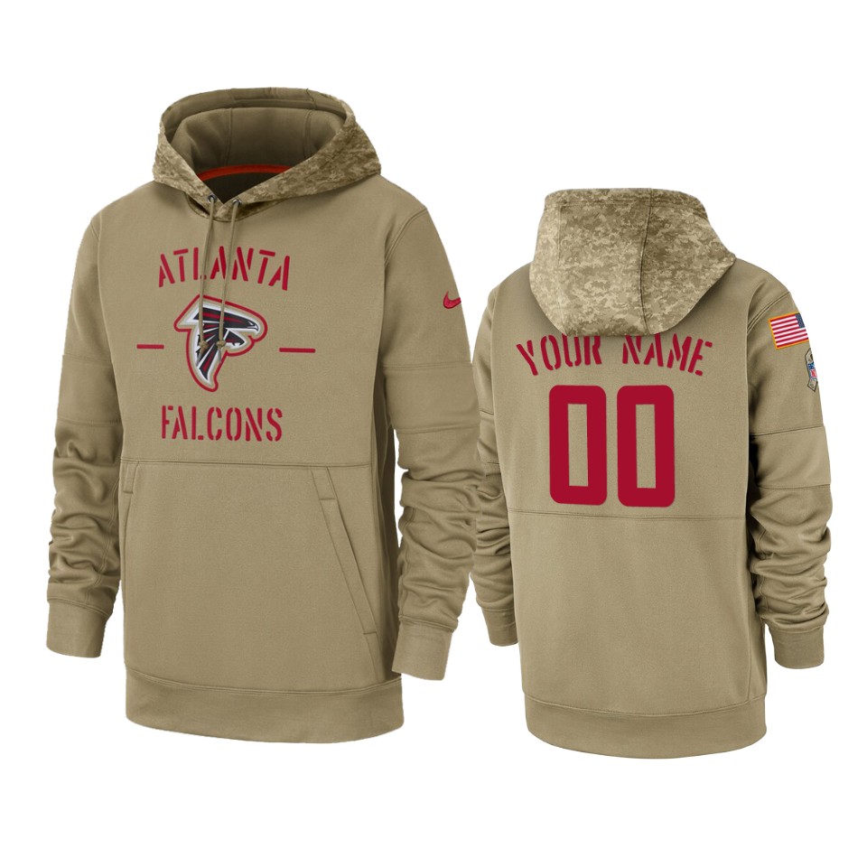Atlanta Falcons Custom Tan 2019 Salute to Service Sideline Therma Pullover Hoodie