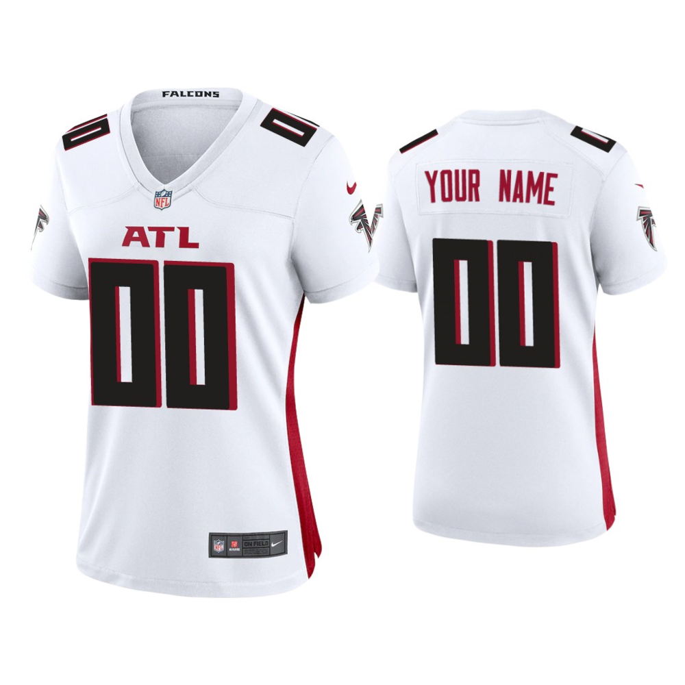 Women's Atlanta Falcons White Custom Jersey Throwback Game 2020