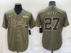 Austin Riley #27 Atlanta Braves Olive 2022 Salute To Service Jersey