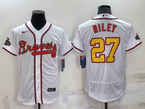 Austin Riley #27 Atlanta Braves White Gold 2021 World Series Champions Flex Base Jersey