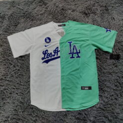 Bad Bunny Los Angeles Dodgers 2022 Split Fashion Jersey White Green