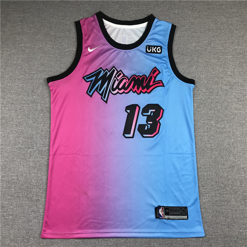 Bam Adebayo 13 Miami Heat 2021 Blue Pink Rainbow City Jersey