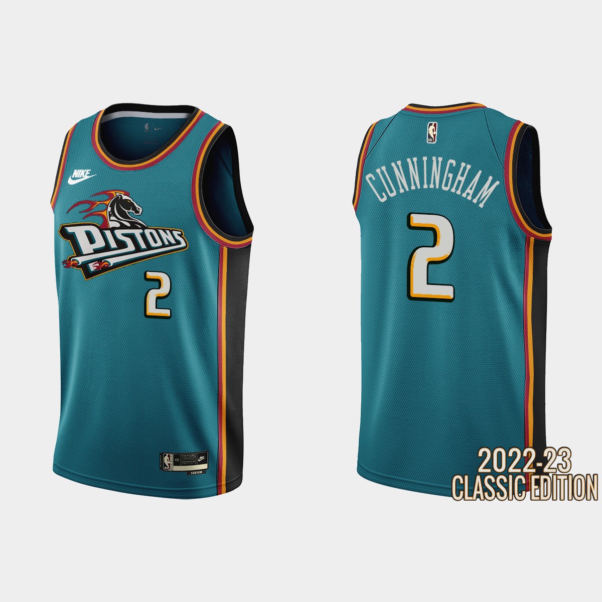 Cade Cunningham #2 Detroit Pistons 2022-23 Teal Classic Edition Jersey