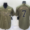 Dansby Swanson 7 Atlanta Braves Olive 2022 Salute To Service Jersey